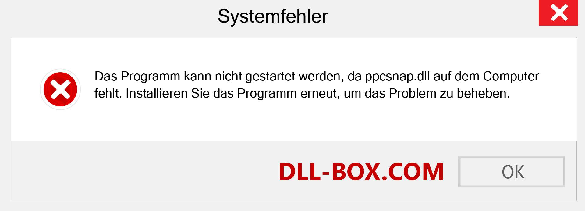 ppcsnap.dll-Datei fehlt?. Download für Windows 7, 8, 10 - Fix ppcsnap dll Missing Error unter Windows, Fotos, Bildern