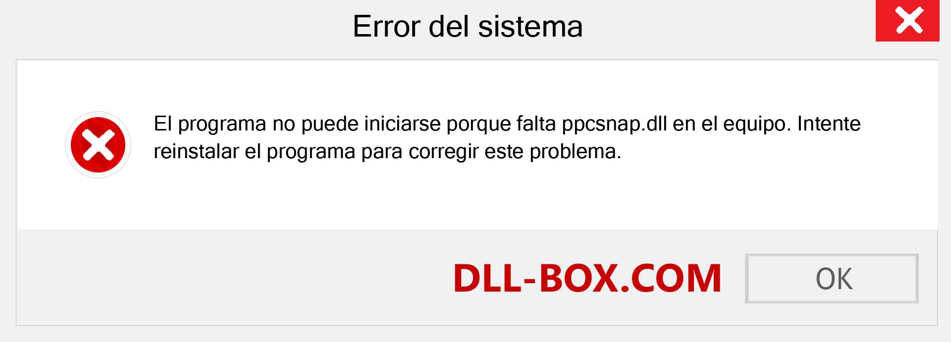 ¿Falta el archivo ppcsnap.dll ?. Descargar para Windows 7, 8, 10 - Corregir ppcsnap dll Missing Error en Windows, fotos, imágenes